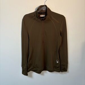 Spyder Womens Olive Quarter-Zip Pullover Performance Size 8